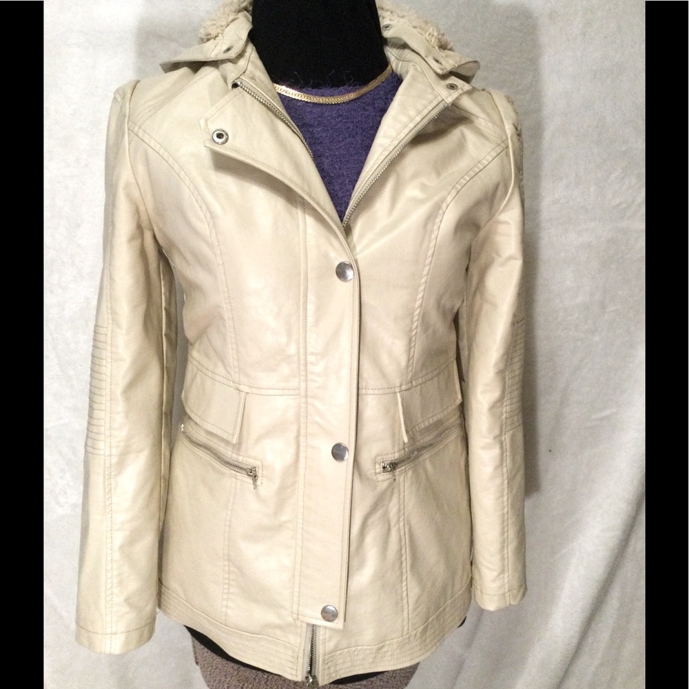 VEGAN LEATHER SHERPA LINED JACKET